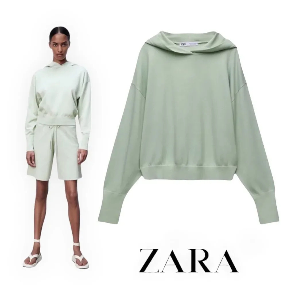 ZARA | Green | HOODED SWEATSHIRT